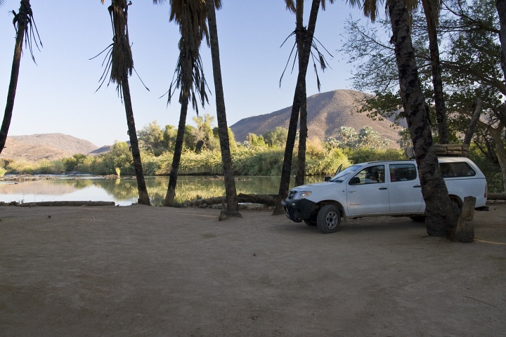 Omarunga Camp, Campen direkt am Kunene (Grenzfluss zu Angola)
